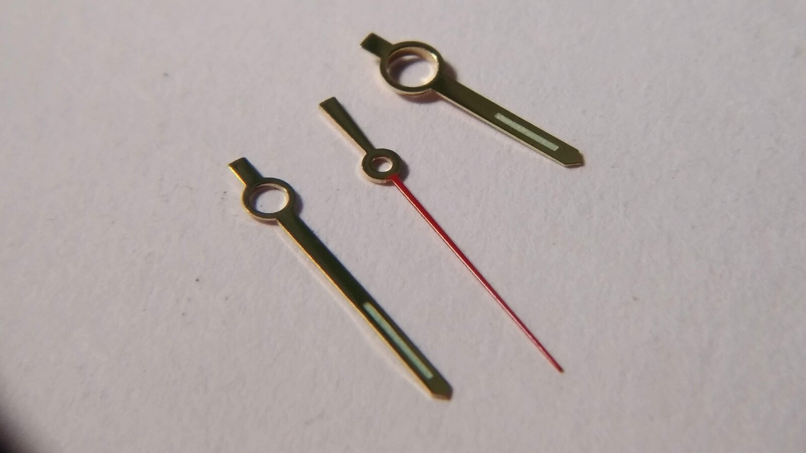 3 Watch Hands Luminescent YELLOW and RED (HOUR MINUTE SECOND hands), hour 195 ho