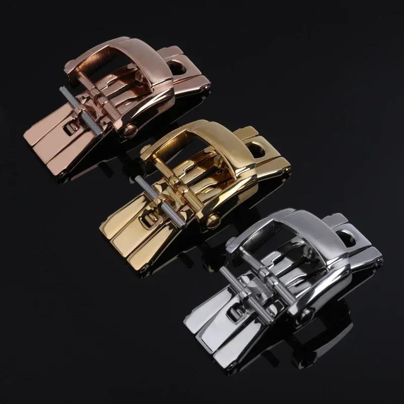 New 18mm Precision Folding Buckle Stainless Steel Clasp for Leather Rubber Strap
