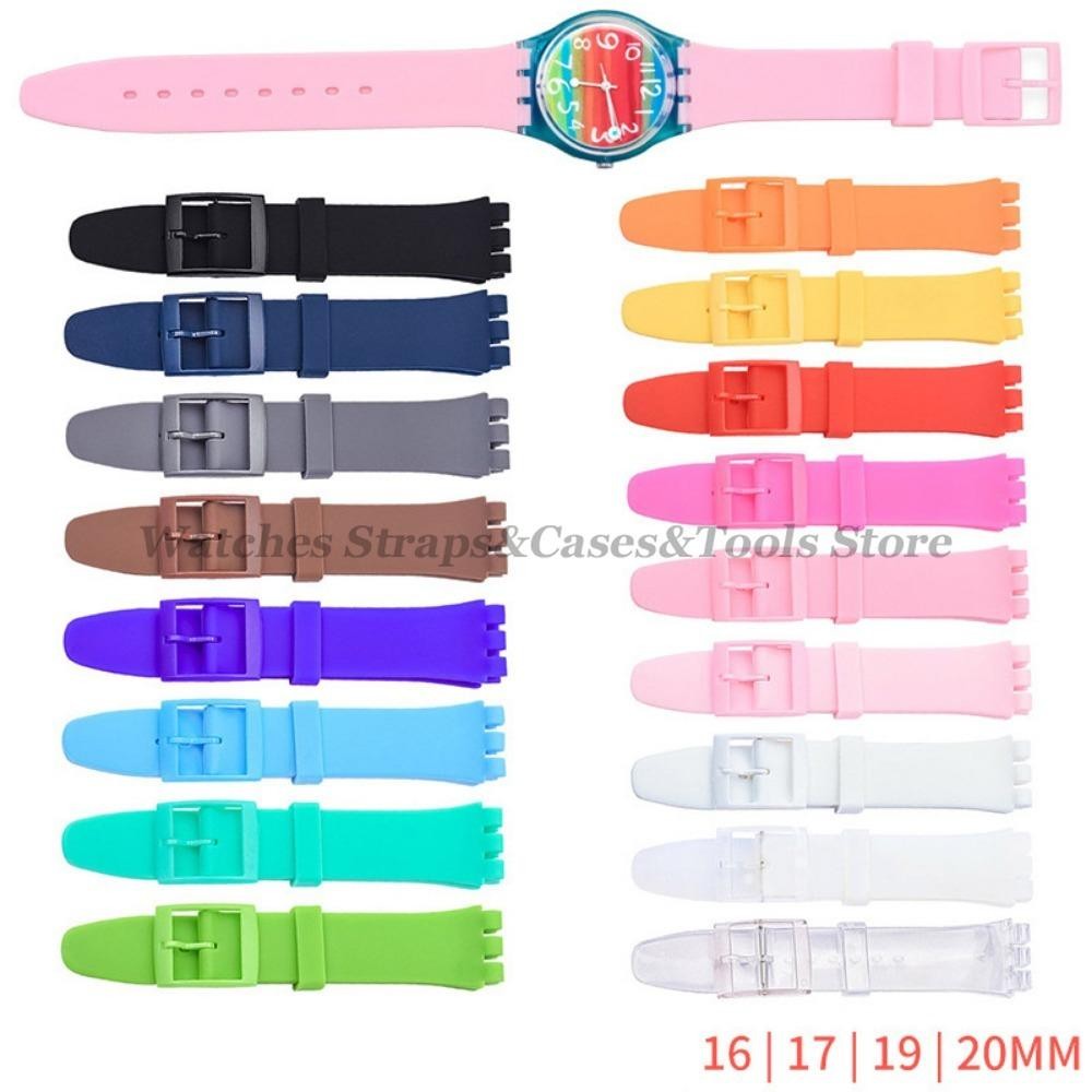 Soft Silicone Watch Band for Swatch 16mm 17mm 19mm 20mm Rubber Strap Sports Repl