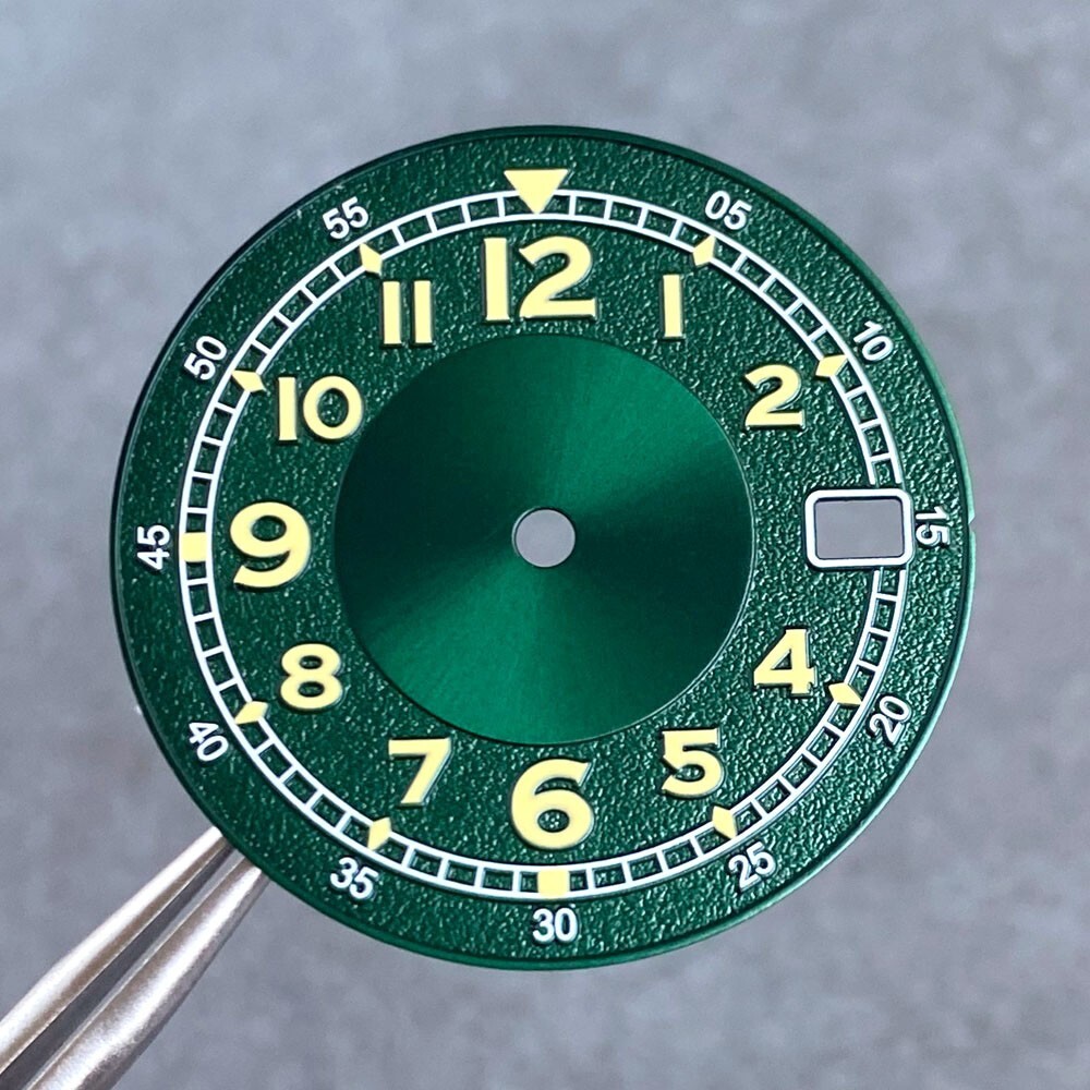 29mm Black Green Texture Super Luminous Dial + Hand Fit NH35A NH36A Mens Watch