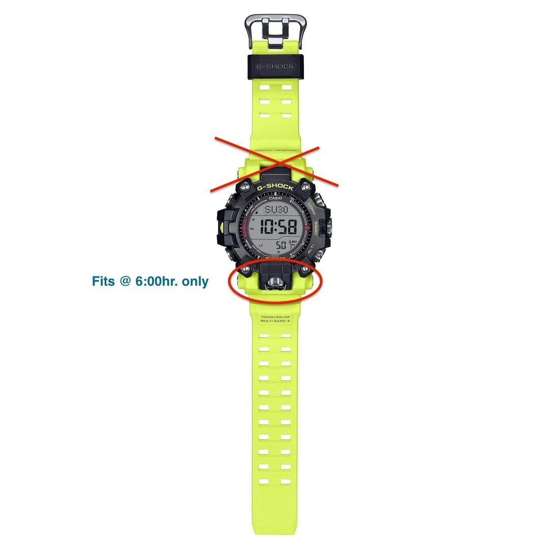 Casio G-Shock Mudman GW-9500MRY yellow resin watch band end piece @ 6:00