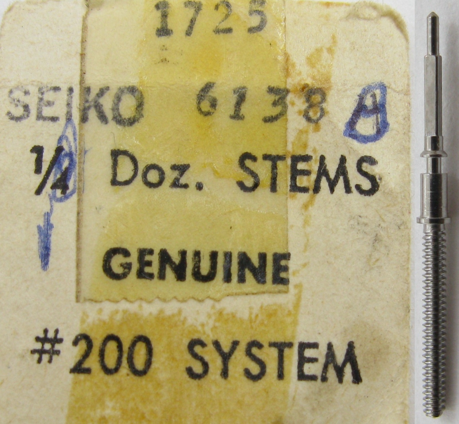 Seiko 354 614 fit 6138 .. watch part: winding / setting stem tap 9 BF 200 / 1725