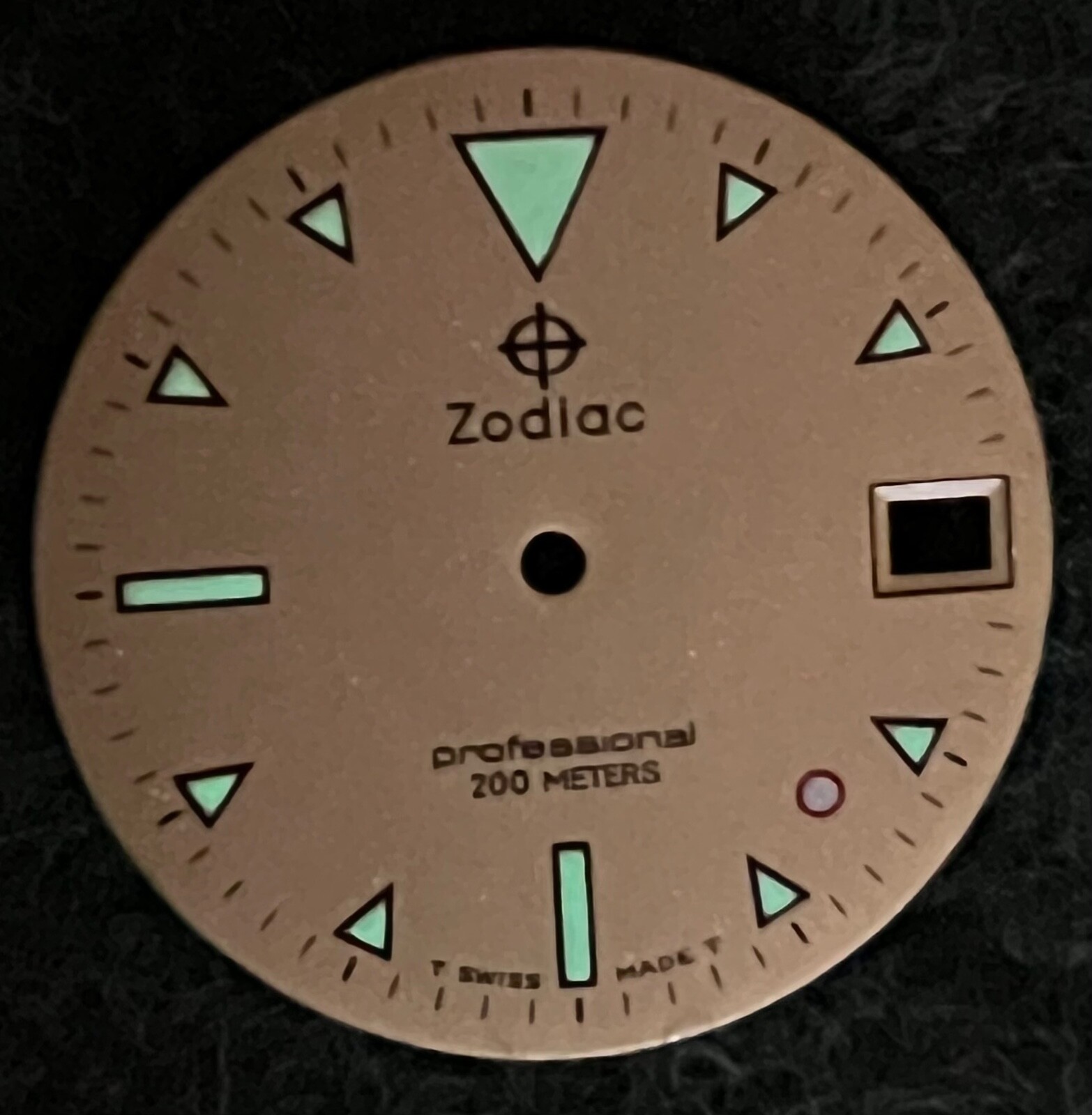 Zodiac Gold Dial Professional 200 Meters 26.5mm Swiss Date at 3 Night glow #D54