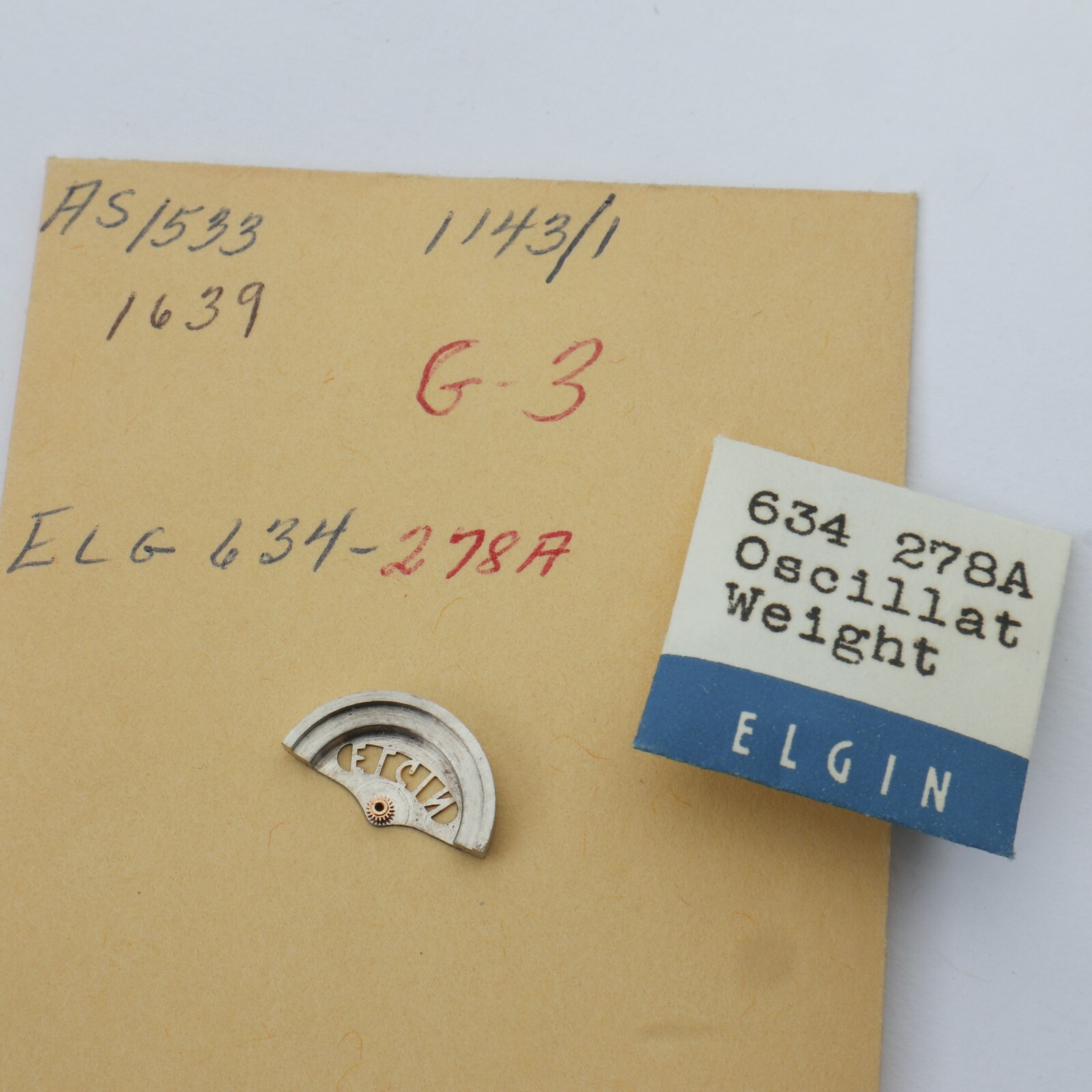 Elgin 634 Oscillating Weight Watch Automatic Part #1143 Brand New Stock (C6D7)