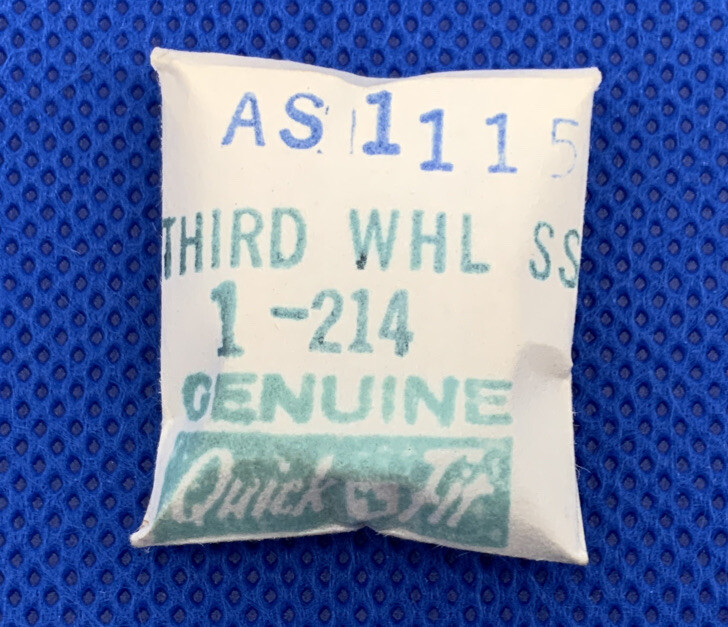 AS 1115 Part # 214/158 Third Wheel and Pinion By Quick-Fit. Sealed. NOS 10R