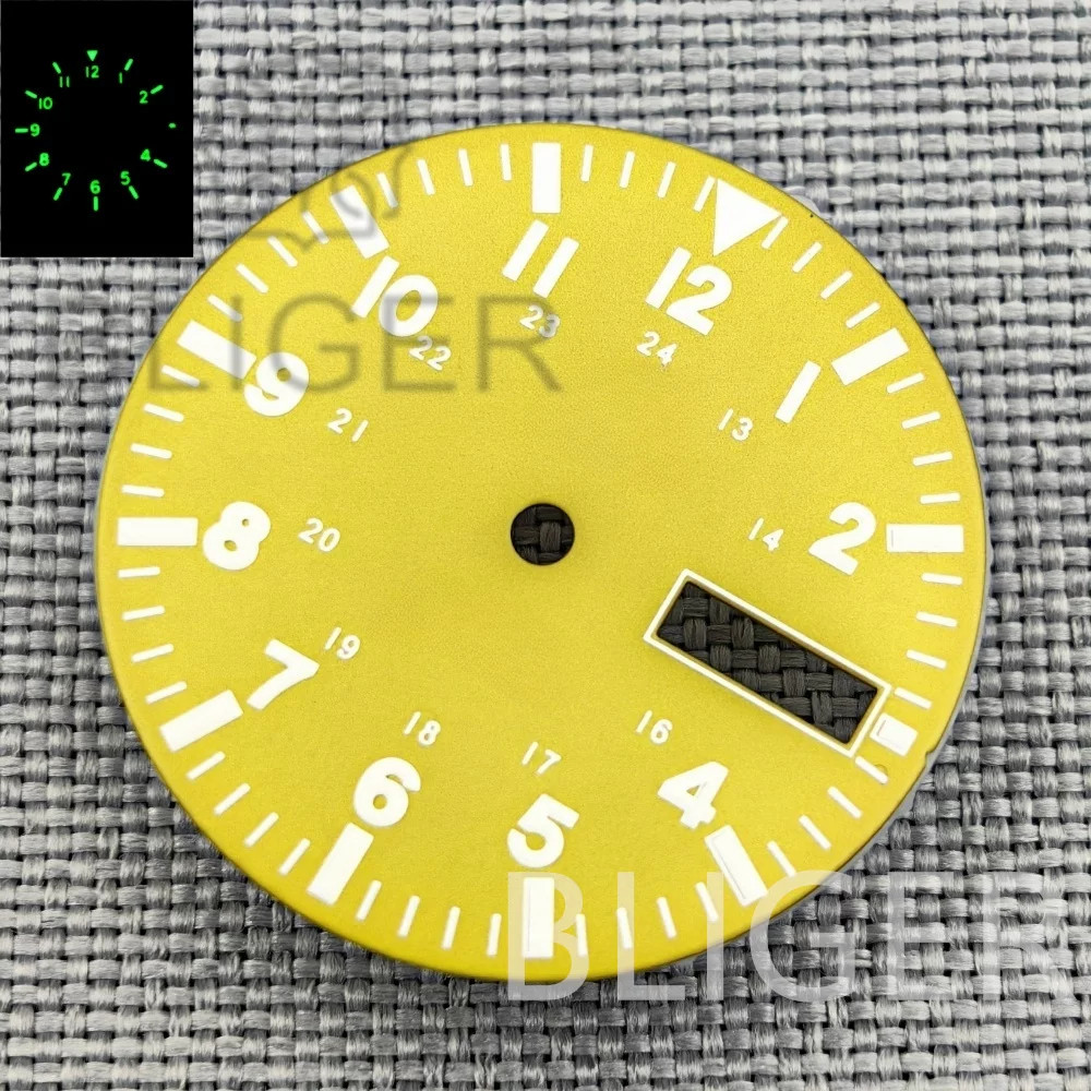 29mm Vintage Matte Watch Dial+hands Green Luminous For NH36 Movement Watch Parts