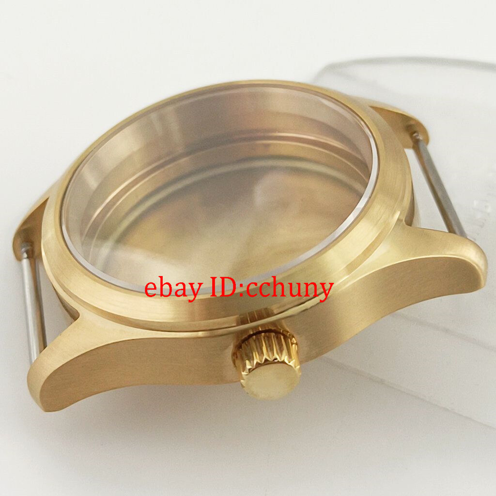 36/39mm sapphire gold watch case solid/glass back fit NH35 NH34 PT5000 movement