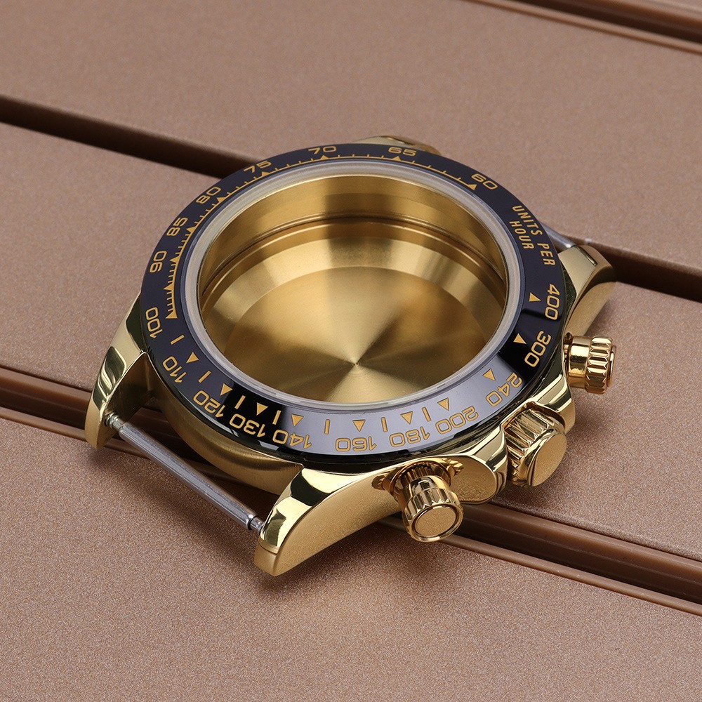 39mm Quartz Watch Case Perpetual Gold Mod Stainless Steel For VK63 Movement