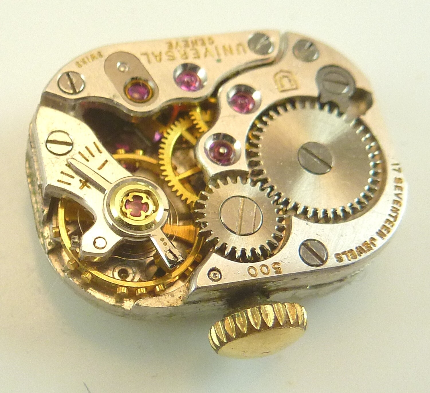 Universal Geneve 500 Wrist Watch Movement – Good Balance – Parts / Repair