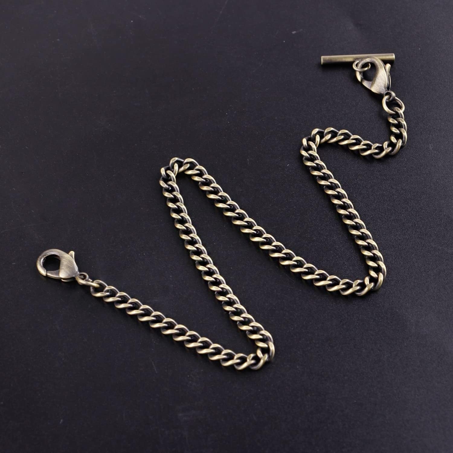 Gold/Silver Customizable Pocket Watch14 Inch Chain with Twisted Thick & T Bar…