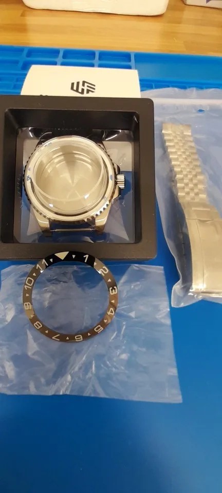 GMT Yacht Watch Case Sapphire Crystal Slide Clasp for NH34 NH35 NH36 Mods