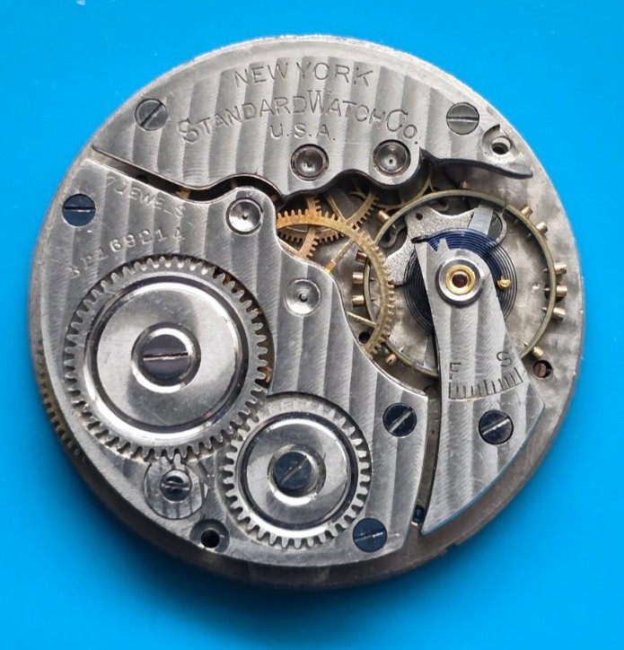 12 SIZE NEW YORK STANDARD GRADE 171 OPEN FACE 7J POCKET WATCH MOVEMENT BAD MAIN