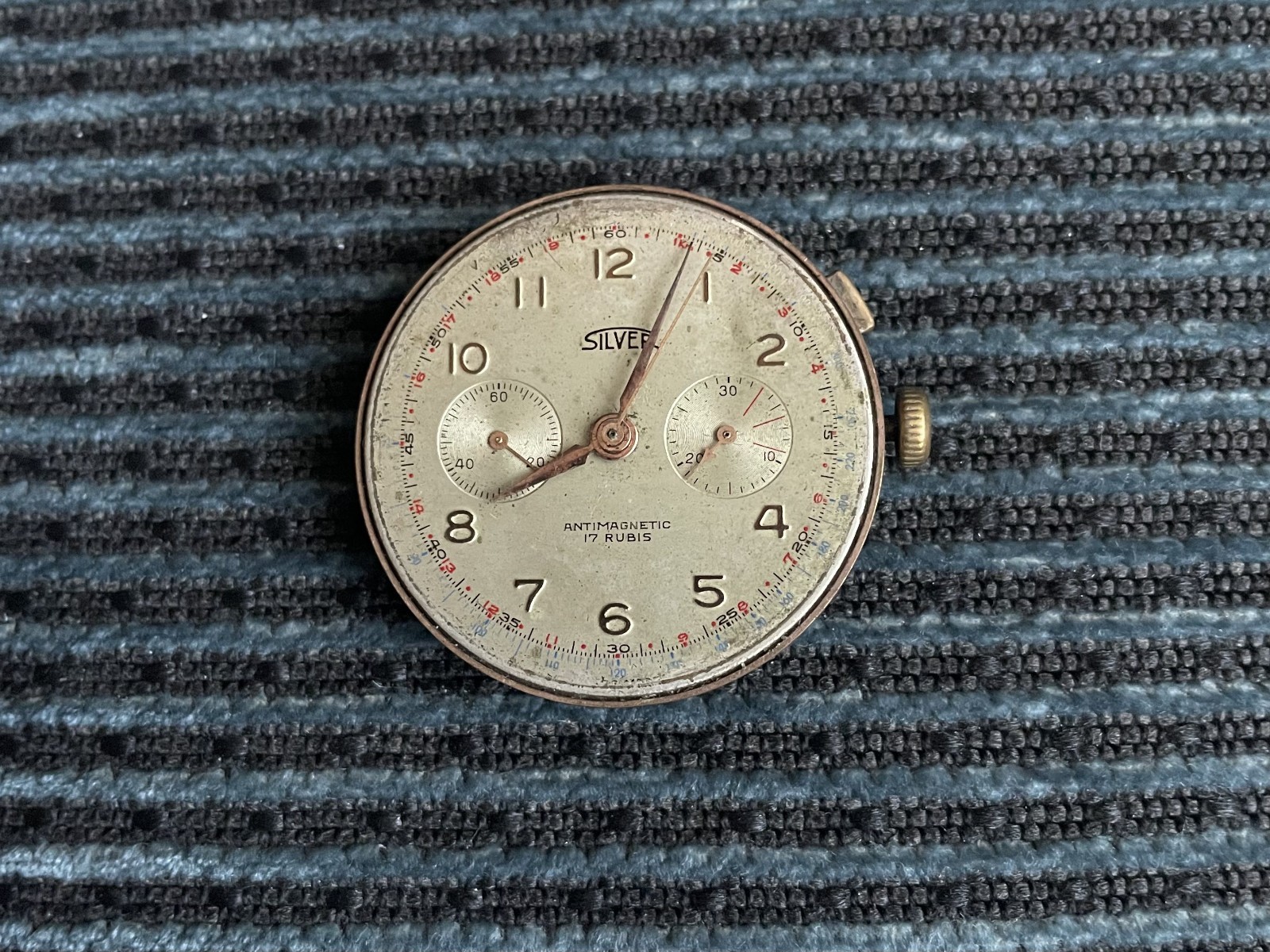 Vintage SILVER Chronographe Swiss Watch 17 Jewels movement Landeron 48