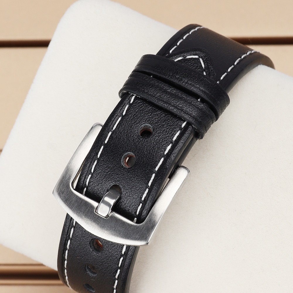 Retro Silver Grey 40mm Aviator Watch Cases Strap Pin Buckle For Seiko NH35 NH36