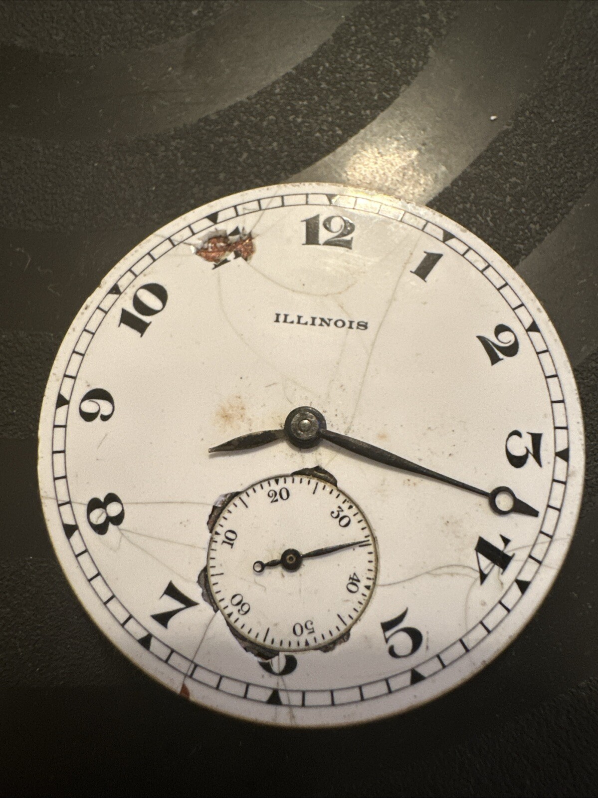 Illinois Pocket Watch Movement Lincoln 17 Jewels Double Roller See Pics