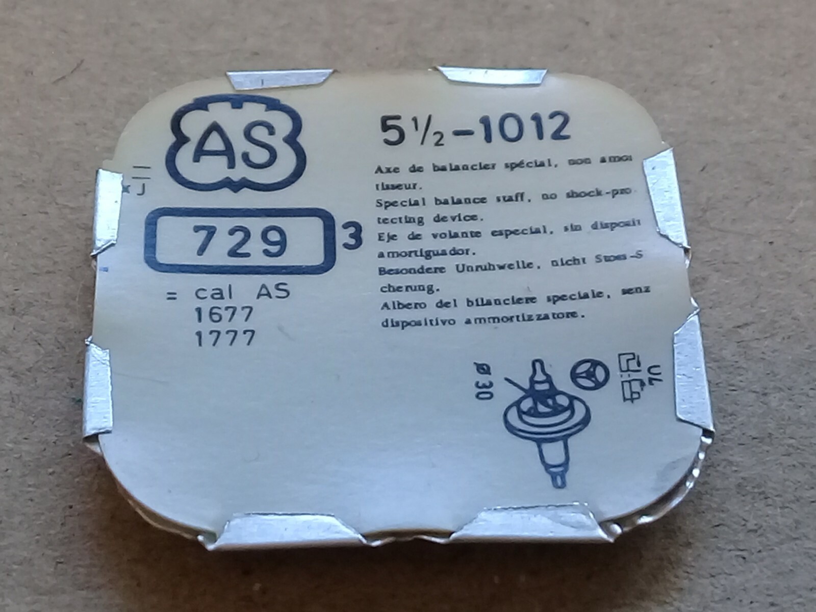 3 x AS Cal. 1012 1677 1777 – BALANCE STAFF Special No Shock – 5.5”’ (BC076)