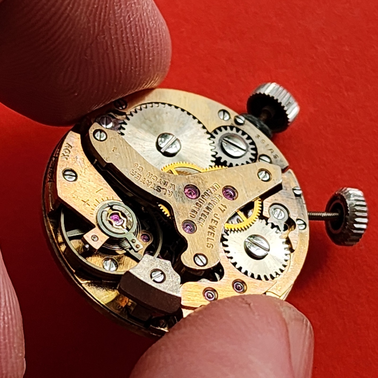 Wakmann Alarm Watch Movement Alstater Dial Crown Stem Balance Parts Cricket