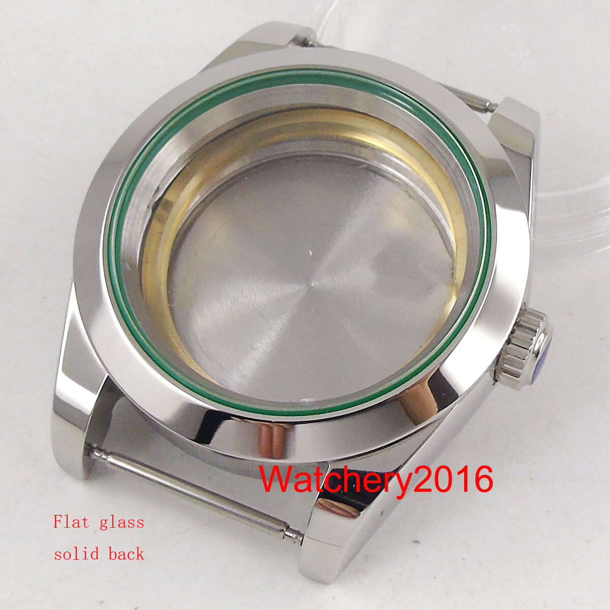 36mm Polish Watch Case Fit NH35 NH36A MIYOTA 8215 DG MINGZHU 2813 Green Gasket