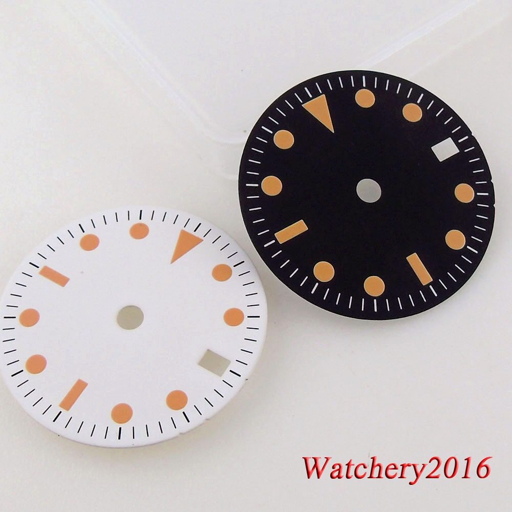 Tandorio 29MM Luminous White Watch Dial Date Fit NH34 NH34A Automatic Mens watch