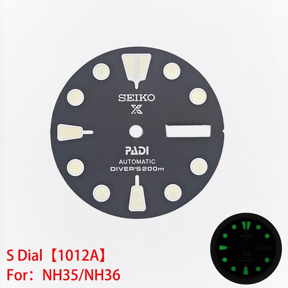 For Seiko 28.5mm Watch Dial Green Luminous Fit NH36 Movement Watches Faces Mod