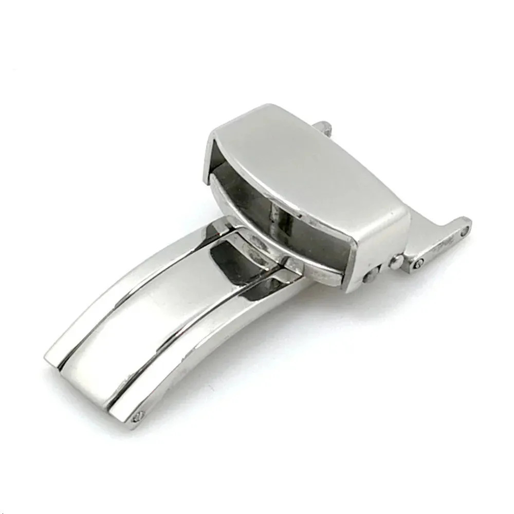 14-22mm Solid Stainless Steel Butterfly Deployment Clasp Silver Watch Buckle