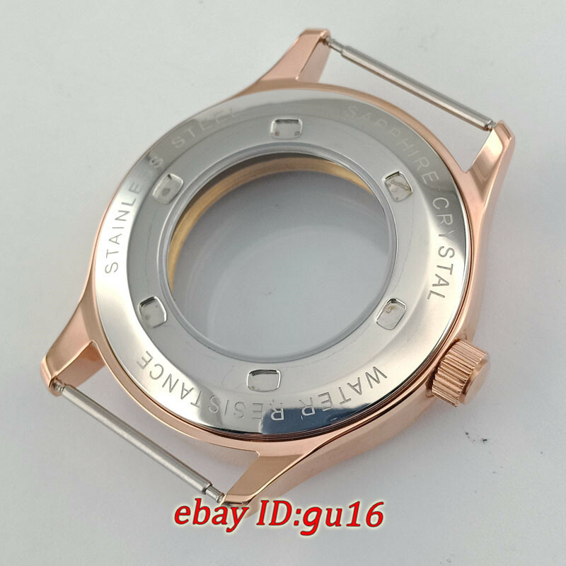 42mm Rose Gold Steel Watch Case Fit ETA 2836,Mingzhu/DG2813,Miyota 82 Series