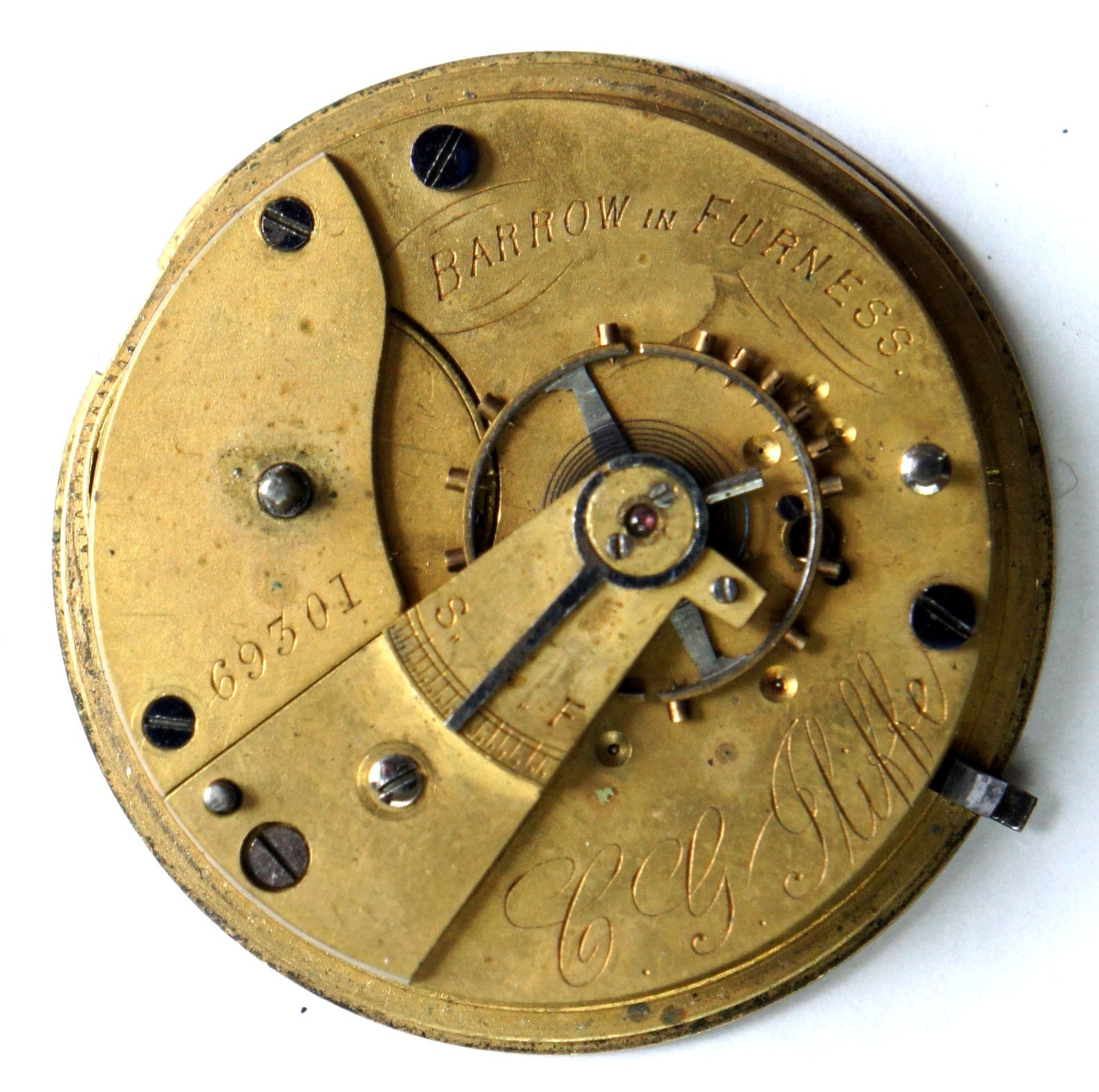 English Fusee Pocket Watch C.G. Iliffe Barrow-in-Furness Movement 46.5 mm READ