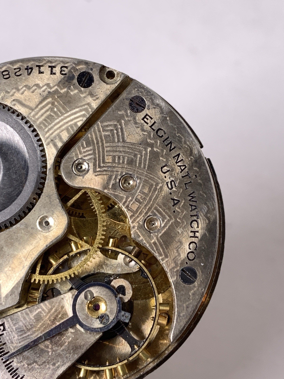 1928 Elgin Pocket Watch Movement Grade 291 Model & 16s 7j Pendant