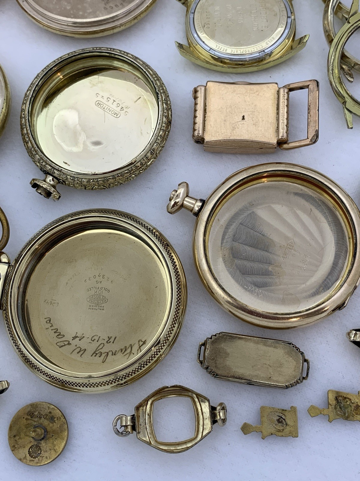 609 GRAMS Gold Filled RGP Plate Pocket Wrist Watch Case Scrap Lot & Other Pieces
