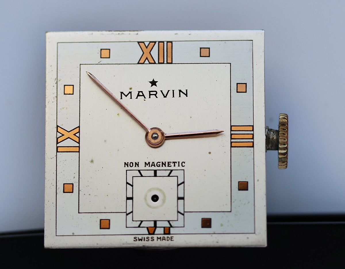 Marvin Watch Non Magnetic Movement 15 Jewels Swiss Parts or Repair Vintage