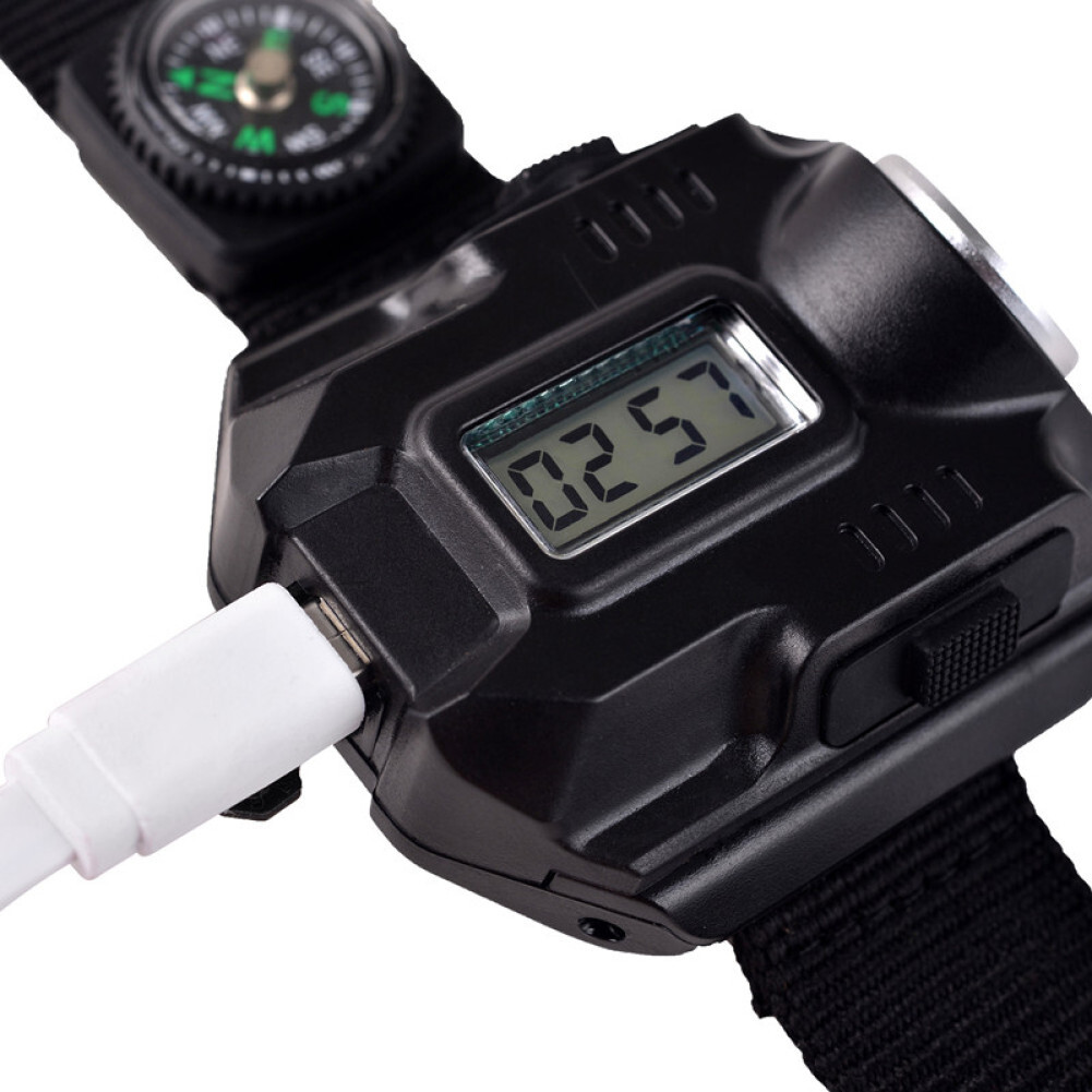 New Flashlight LED Torch Compass Tactical LED Rechargeable Outdoor Sport Watch