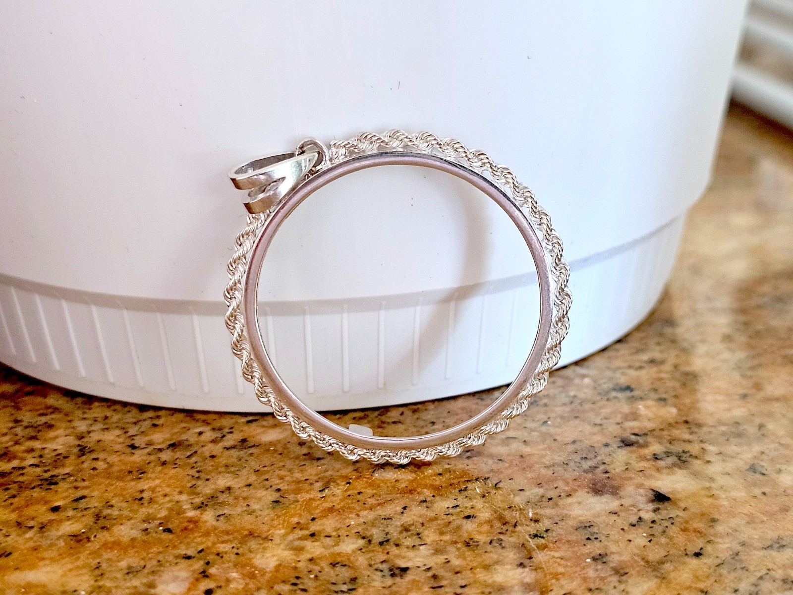 925 Sterling Silver Rope Edge Bezel for 34mm Mexican 1 Peso Coins