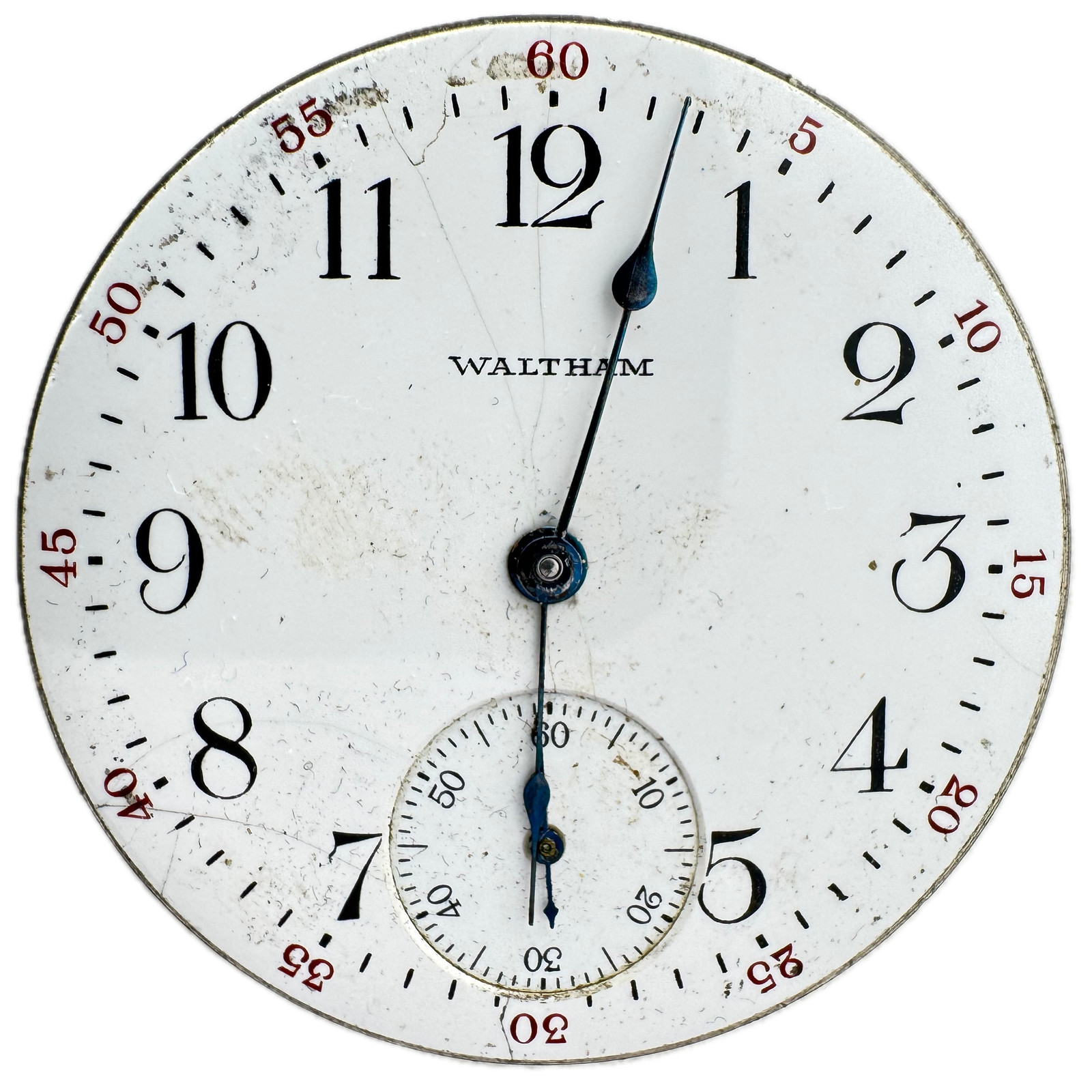 Antique 16s 1917 Waltham Enamel Dial Mechanical Pocket Watch Movement No.610 USA