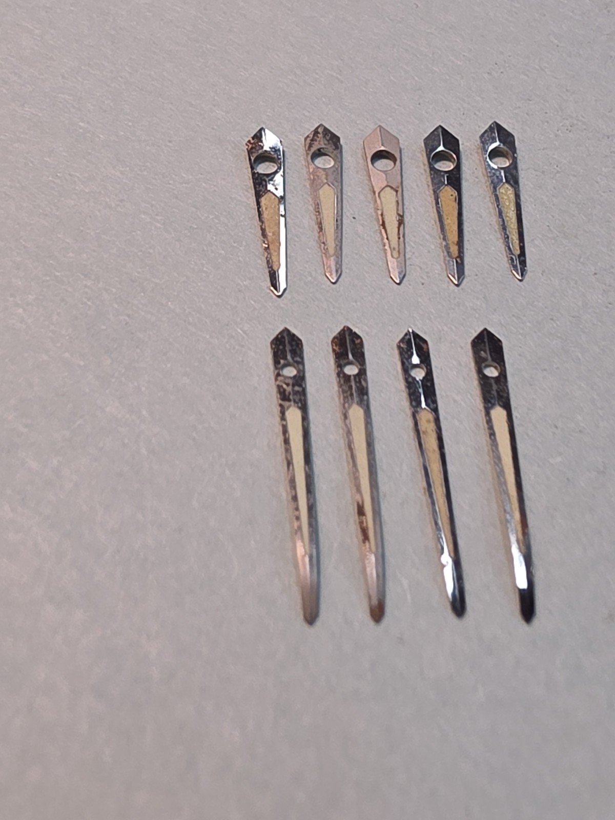 Lot Of Genuine Accutron 214-218 Silver Tritium Spear Astro Style Hands-Damaged