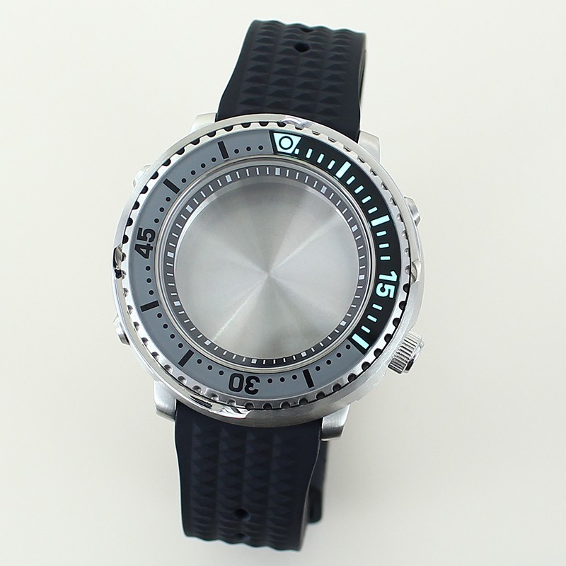 43.3mm Modify Tuna Baby Mod Steel Silver Watch Case+Strap For Seiko NH35 36 NH38