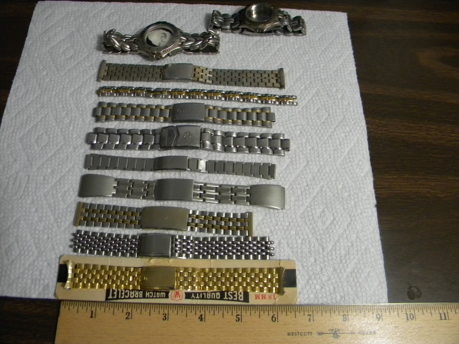 Lot of 11 Men’s Ladie’s Stainless or Other Watch Bands with Deployment Clasps #2