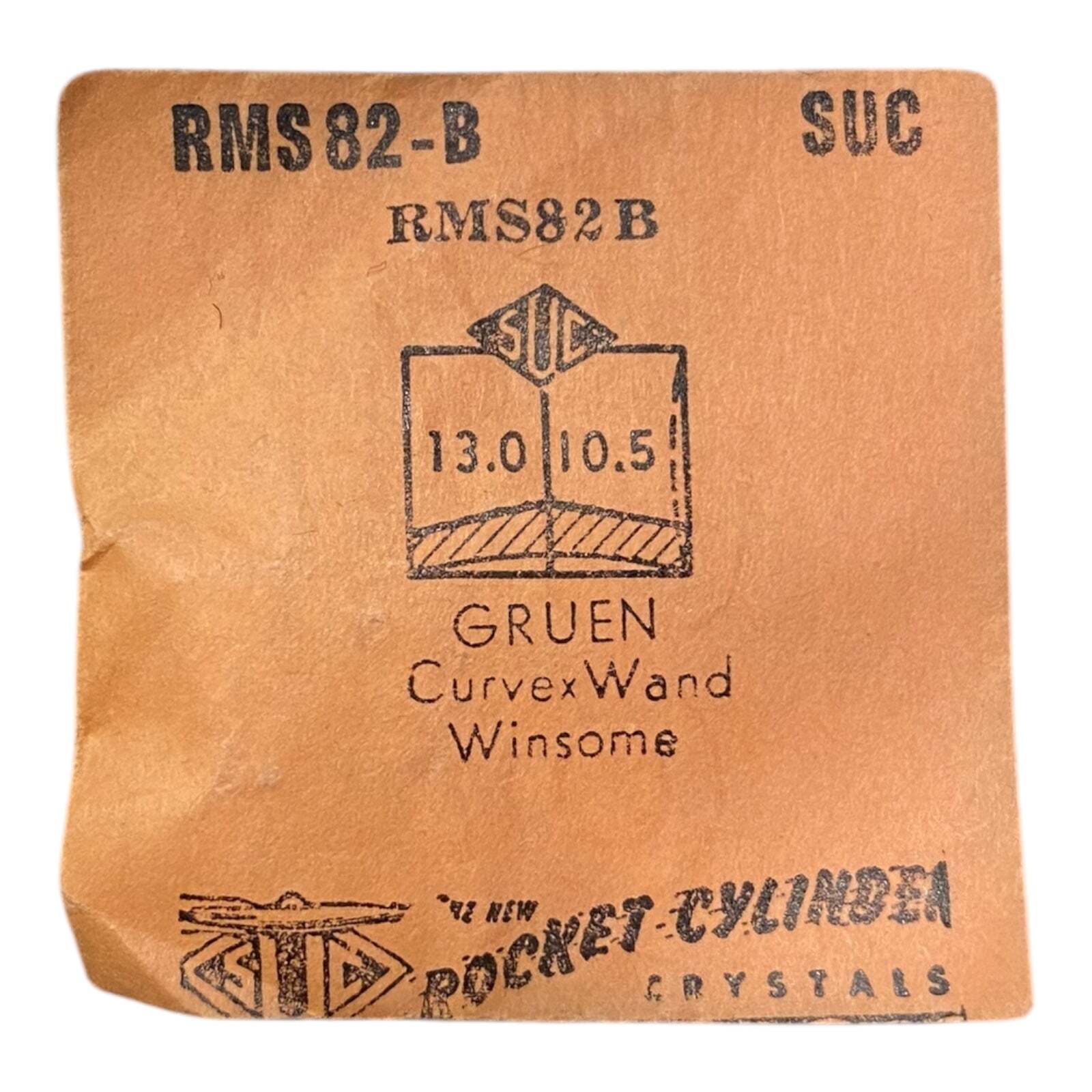 SUC RMS82-B RMS 82-B Watch Crystal 13.0×10.5 mm NOS Part Rocket Cylinder Gruen