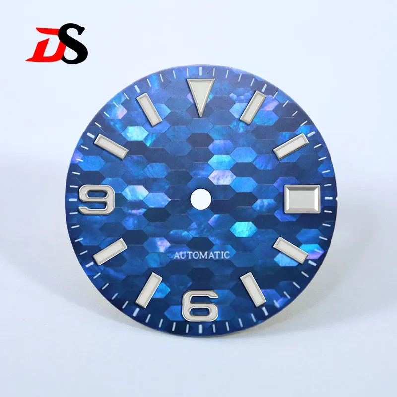 NH35 Dial 28.5mm Blue White Mosaic Mother of Pearl 369 Watch Face NH35 Movement