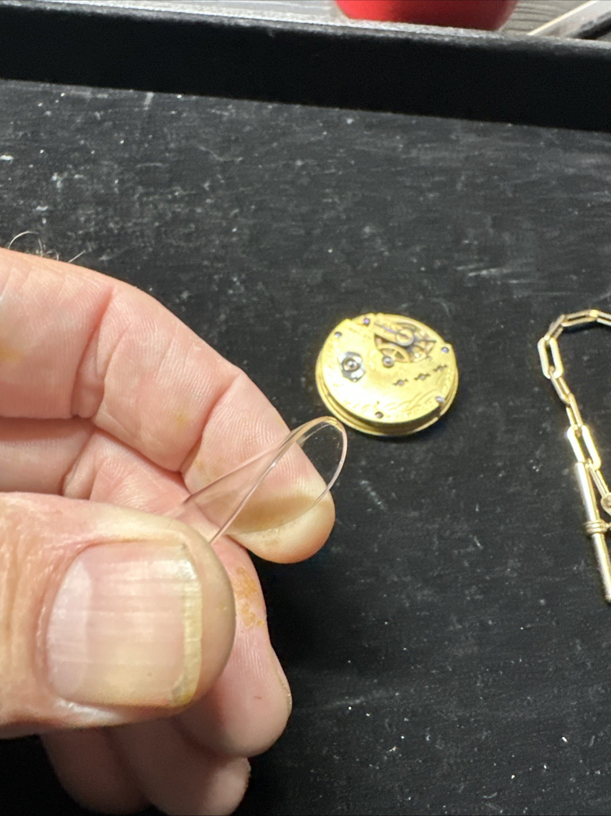 Vintage Working American Waltham Pocket Watch Movement W/winding Key /GF Chain