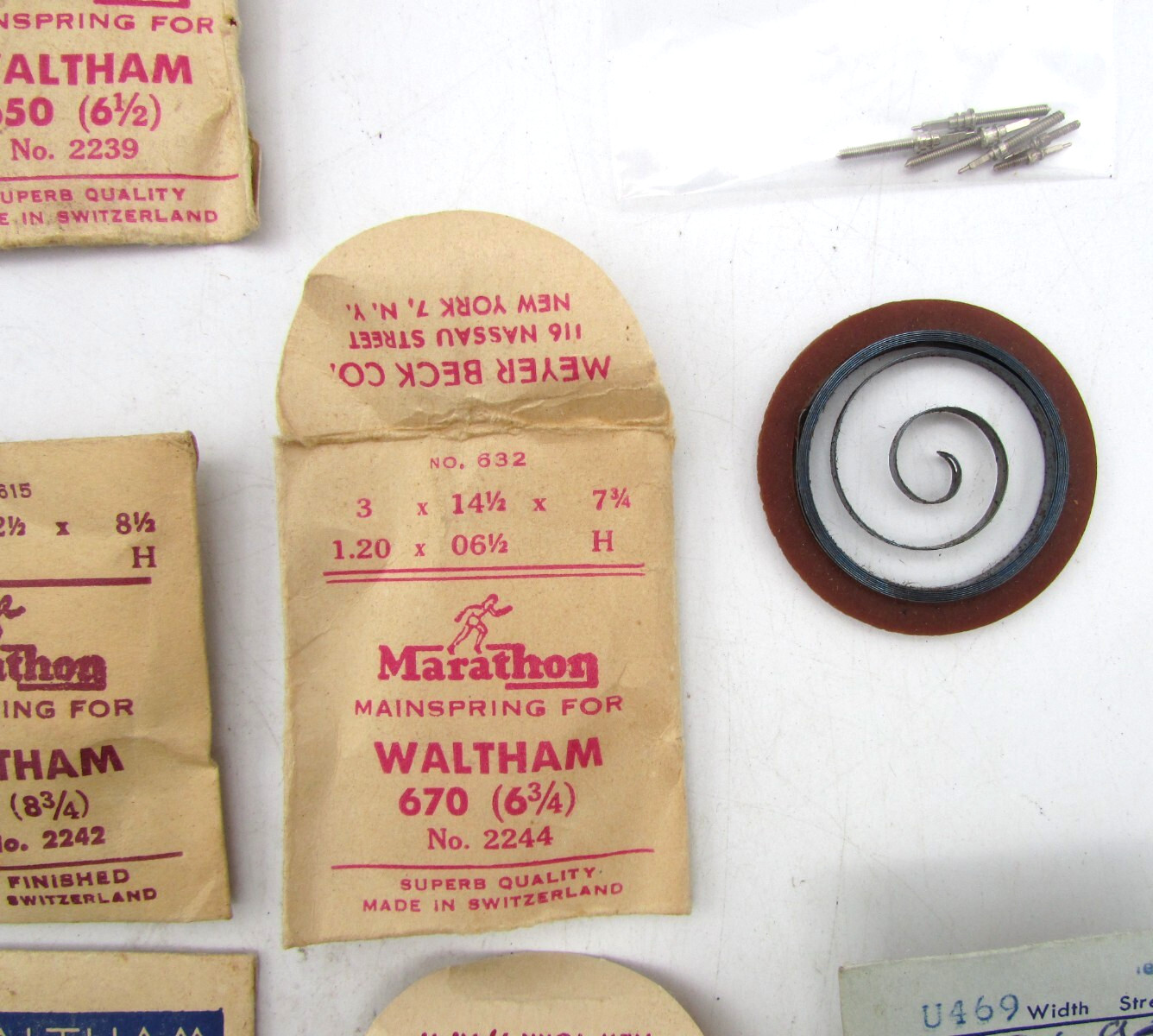 WALTHAM MAINSPRING & WINDING STEM 650 750 678 870 WATCH PARTS OR REPAIR LOT W63