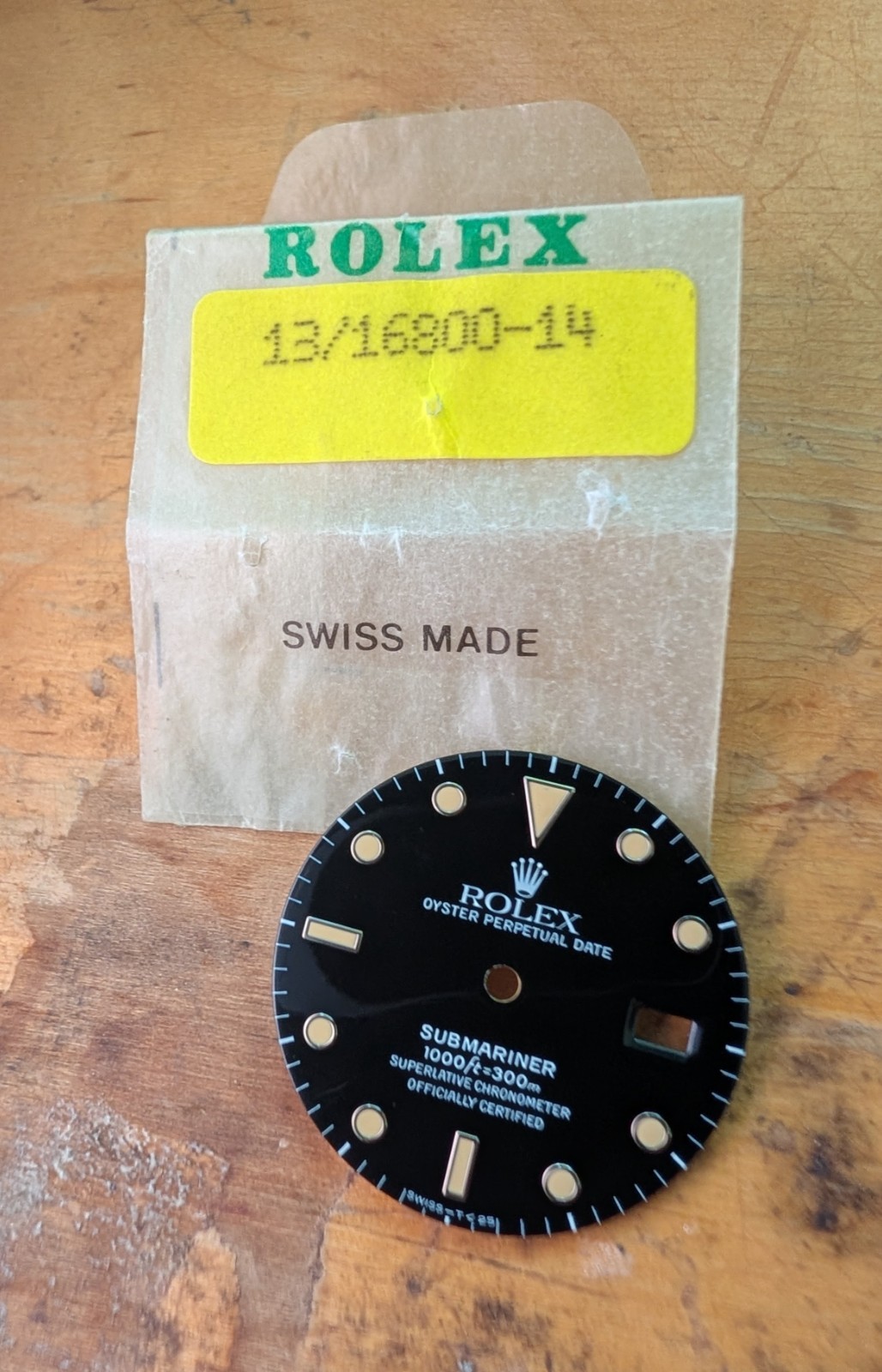 Rolex Submariner Black Glossy Tritium Dial ref 16800 with patina