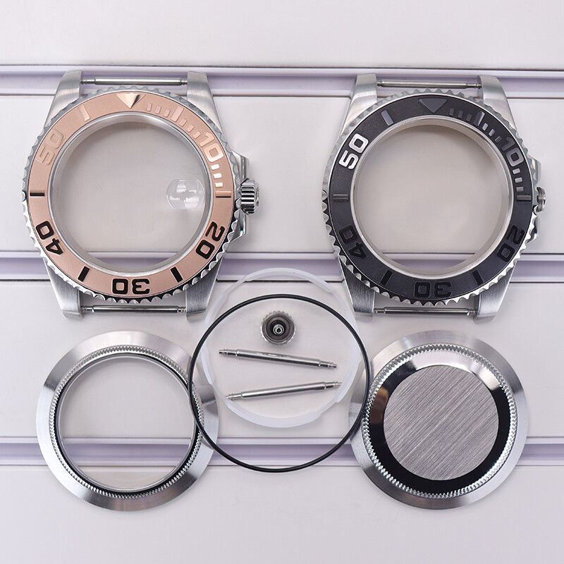 40mm Watch Case protruding Ceramic Ring Sapphire Glass Exhibition back For NH35