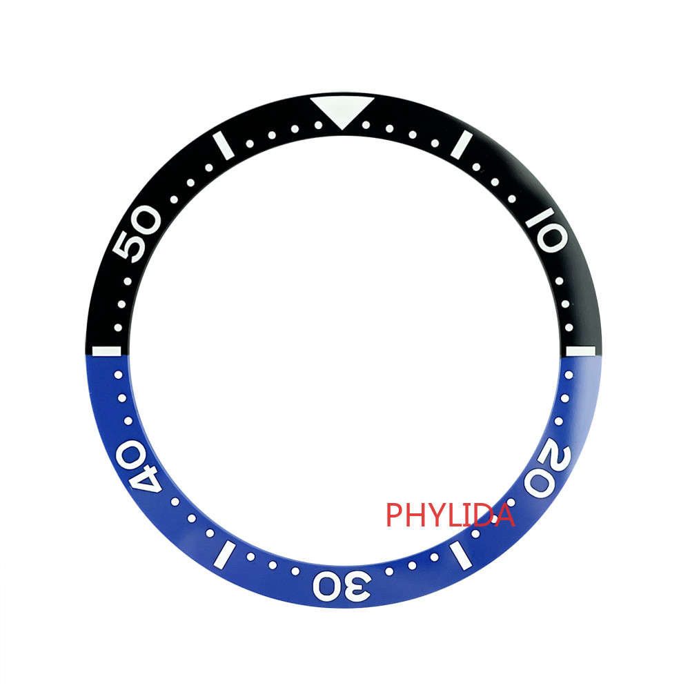 Flat 38mm / 31.6 mm C3 Lume Ceramic Bezel Insert SKX007 Mod BLACK/BLUE