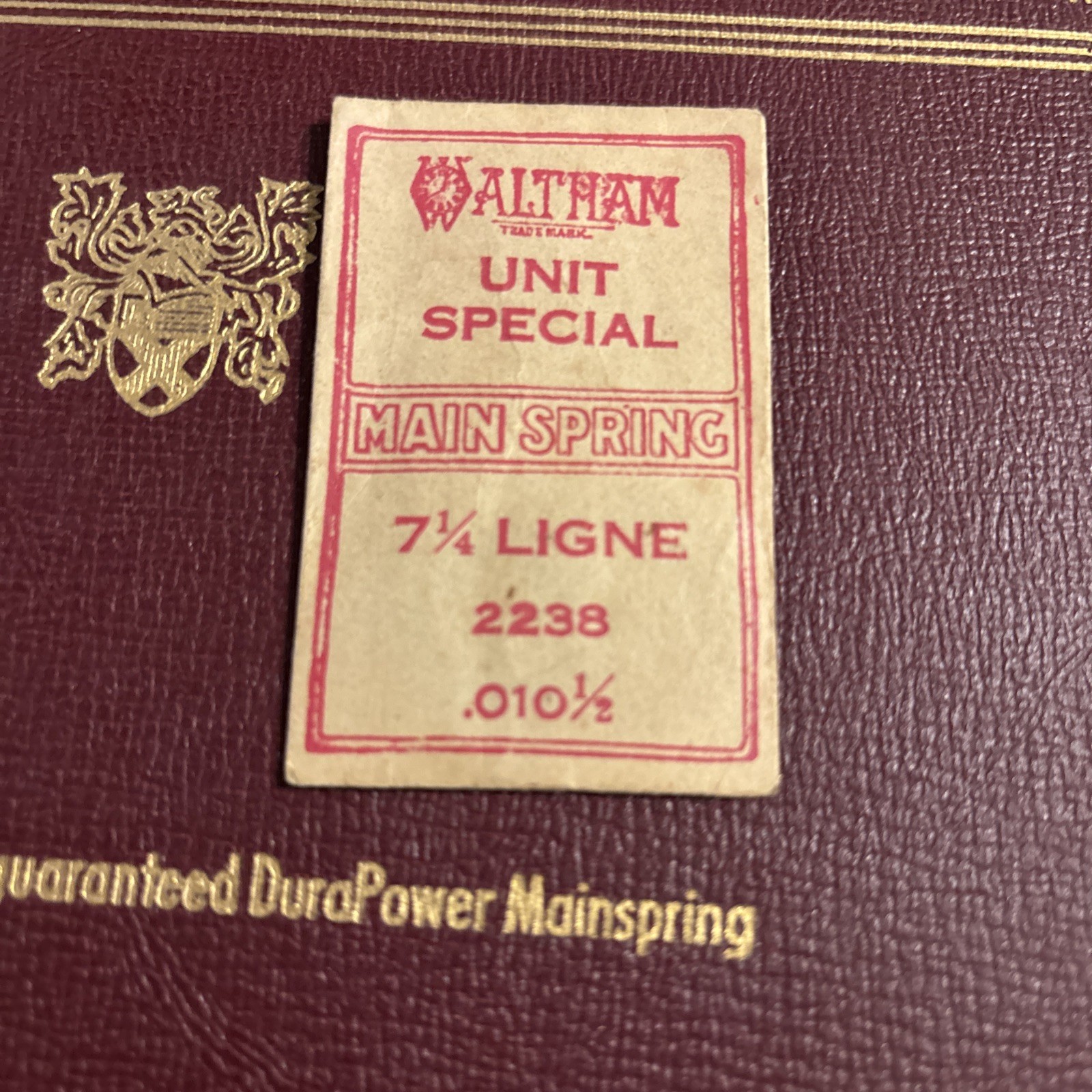 Waltham Unit Special Mainspring 7 1/4 Ligne 2238 .010 1/2
