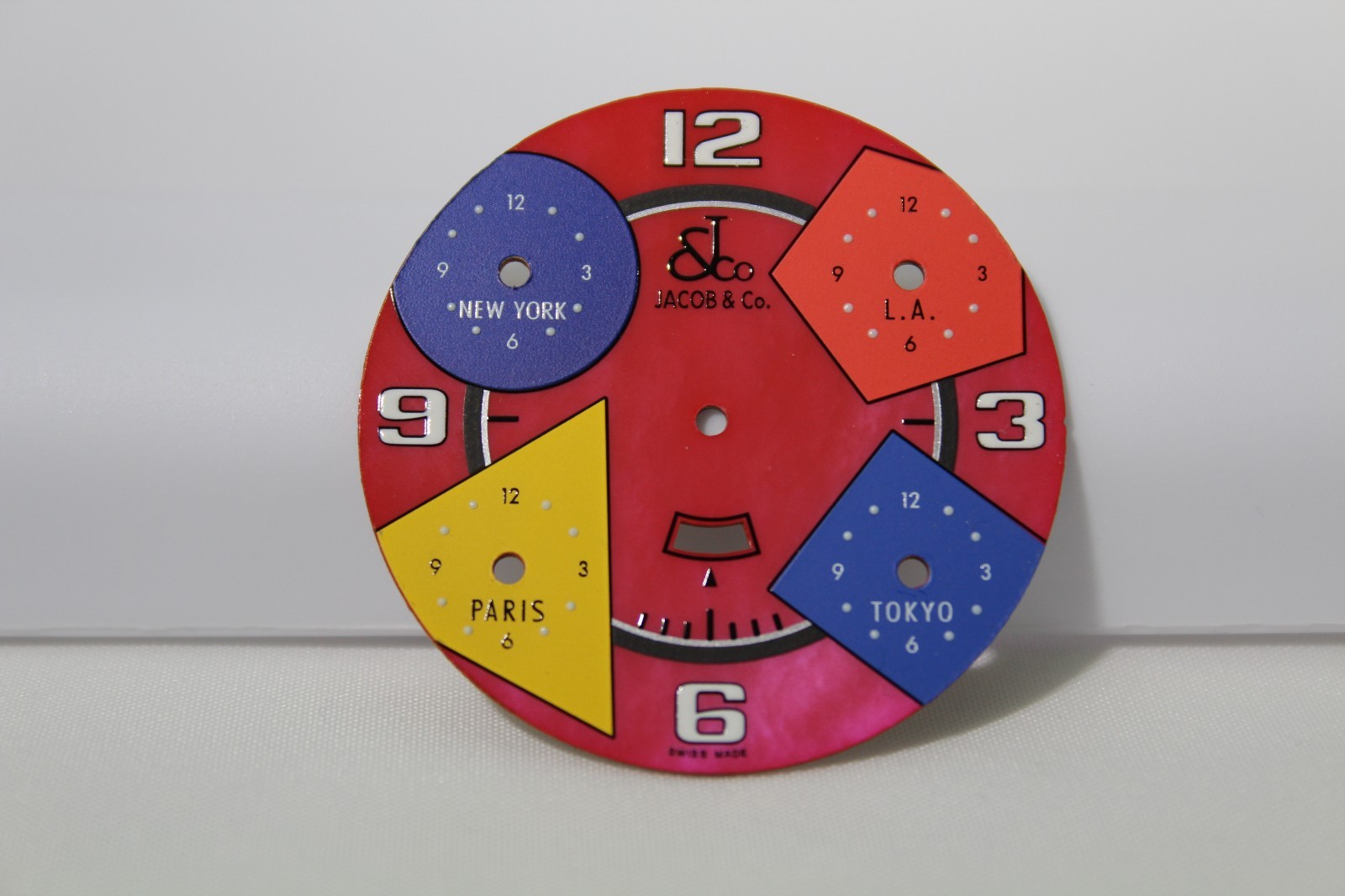 JACOB & CO AUTHENTIC 47MM RED MOTHER OF PEARL DIAL W. PRIMARY COLOR TIME ZONES