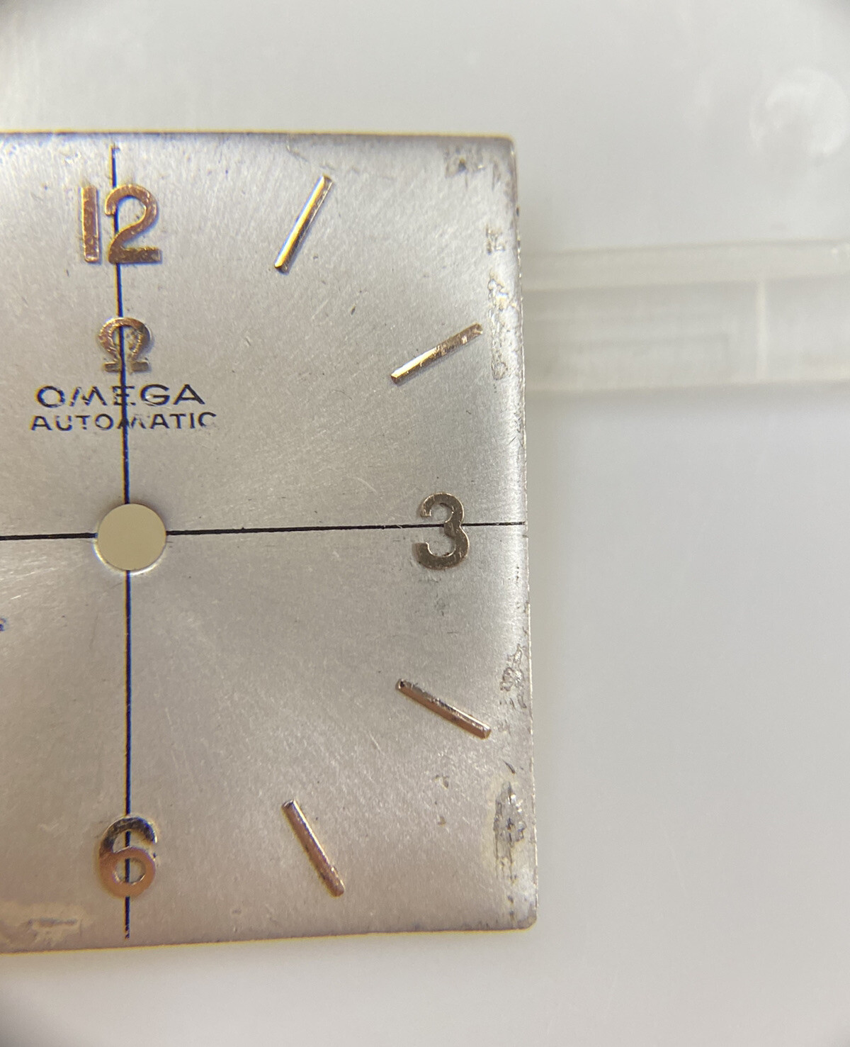 Original Vintage Omega Cal. 470 Silver/Gold Stick 25mm Square Watch Dial