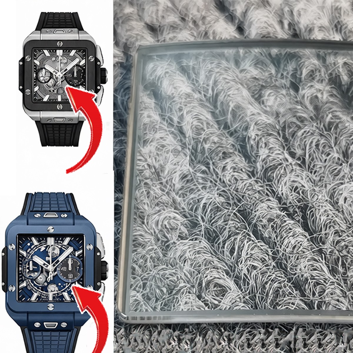 Fits Hublot 821.NM.0170 Black Edged Sapphire Crystal Watch Face Glass Part