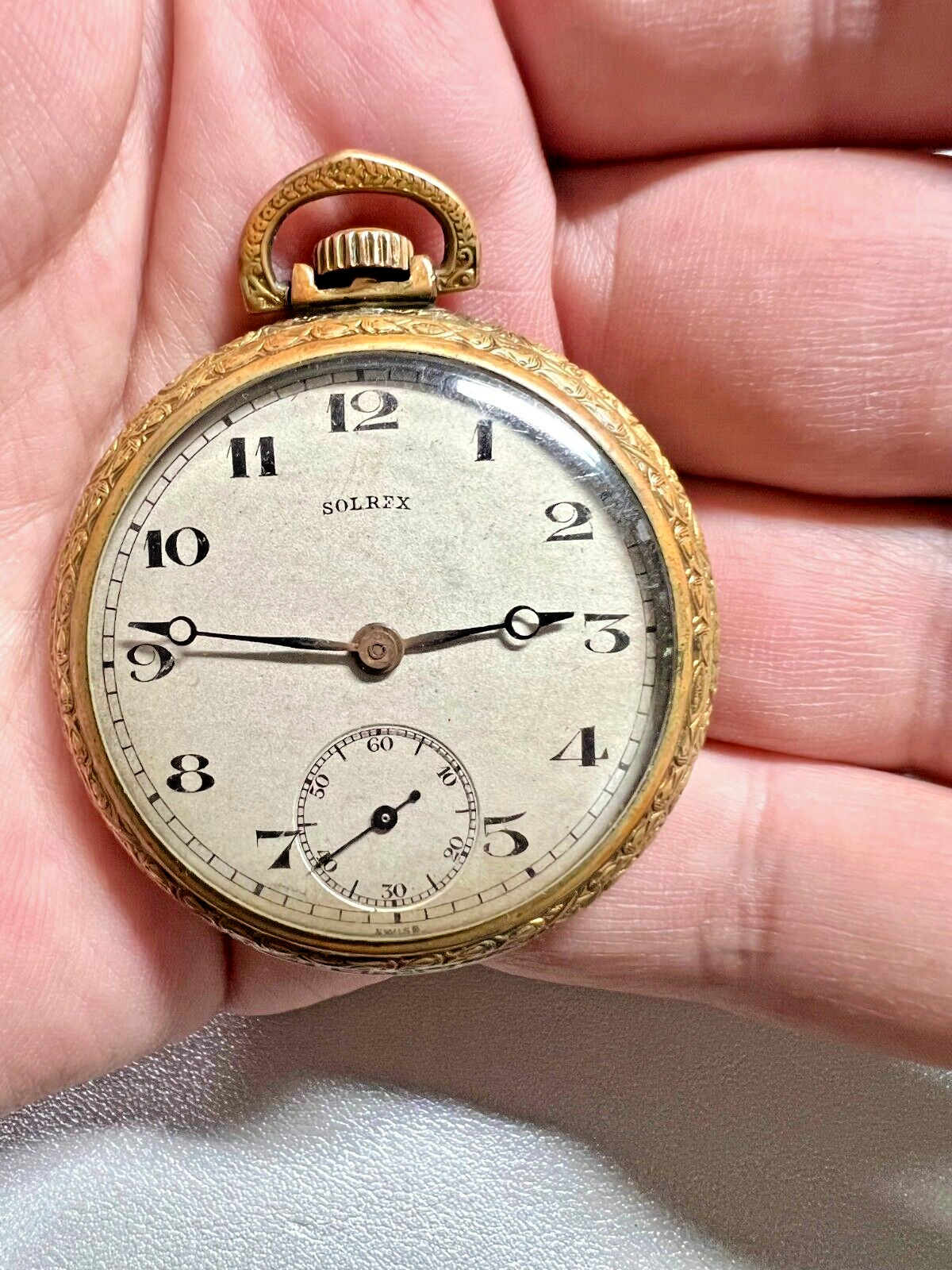 Rare Swiss Vintage SOLREX 15J Pocket Watch Swiss Movement Record W.Co.