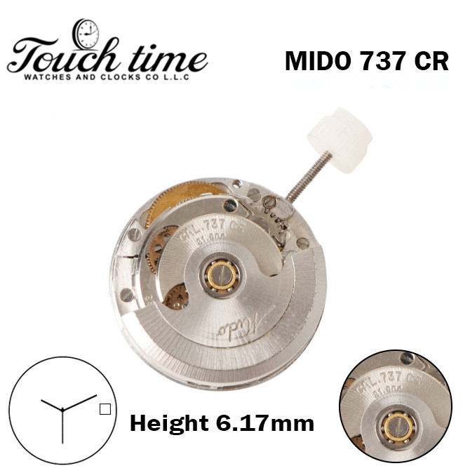 MIDO 737 CR-Swiss Automatic Movement-Gold Date Disk At 3-3 Hands-H:6.17mm