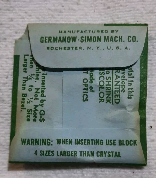 Germanow-Simon Mach (GS) PHD18 1/2 Watch Crystal Part Flexo Hi-Dome Vintage NOS